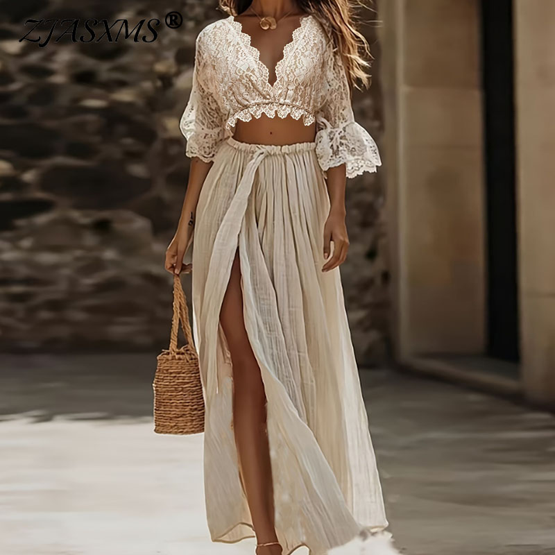 Women'S Formal Wear Suits - Womens Bohemian Lace Two Piece Set