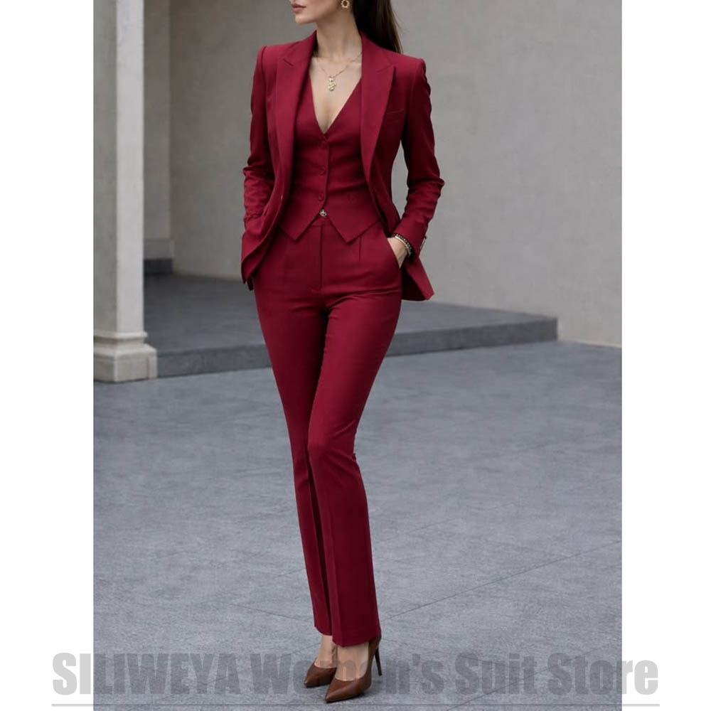 Women Formal Wear Pants - Women 3 Piece Suit Set Blazer