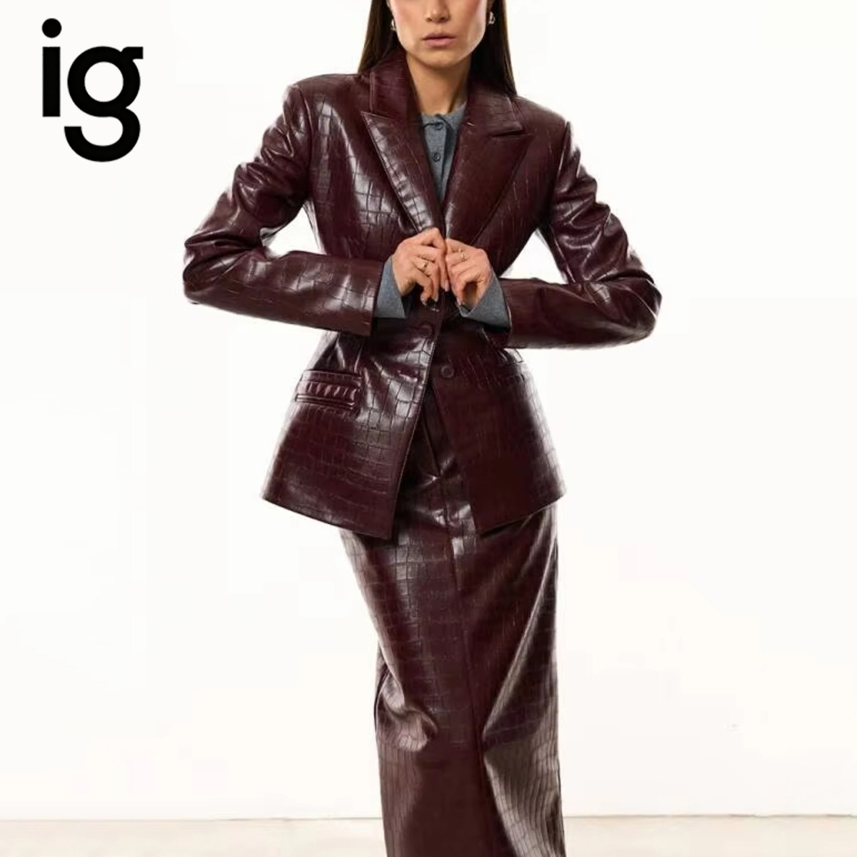 IG Women Burgundy Croc Faux Le - đánh giá và giá Women'S Formal Wear Suits