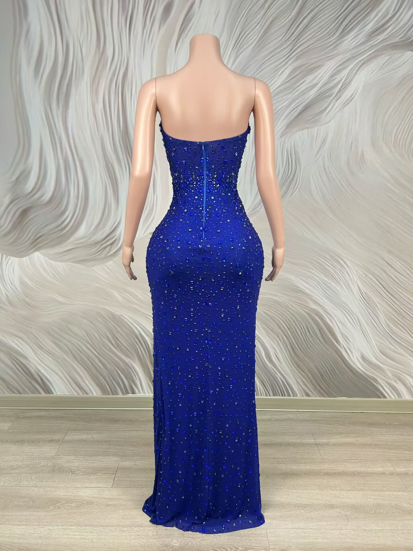 Sparkly Rhinestone Blue Strapl - đánh giá và giá Formal Wear Gowns For Women